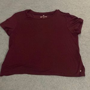 Burgundy boxy crop t shirt